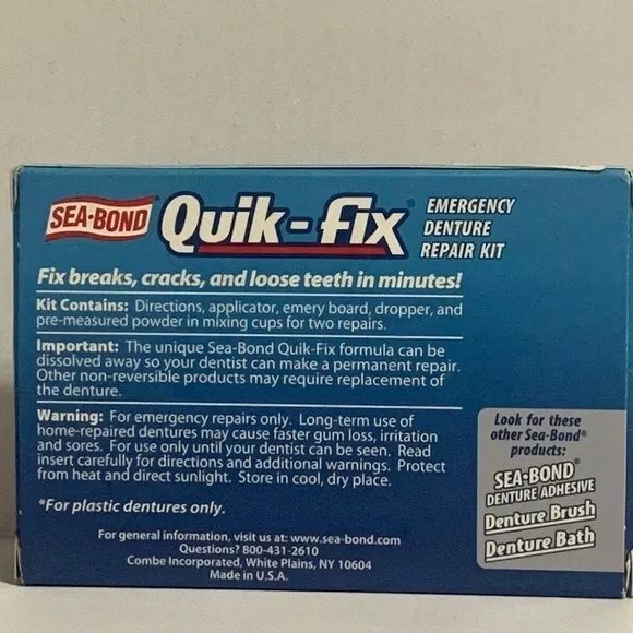 Sea Bond Quick Fix Broken Dentures Emergency Repair Kit For Broken Loose Teeth - Picture 2 of 2